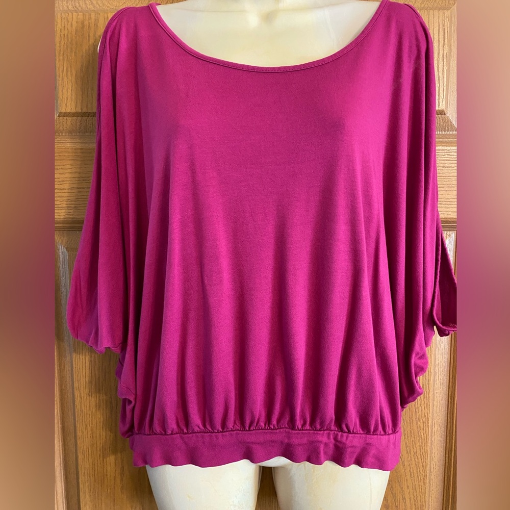 Lascana for Venus fuchsia stretch blouse with arm cut outs & tie back, Sz. S.